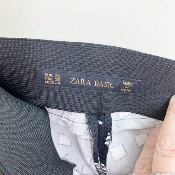 Zara Basic B/W Checkered Pants Gingham Size XS - Picture 7 of 10